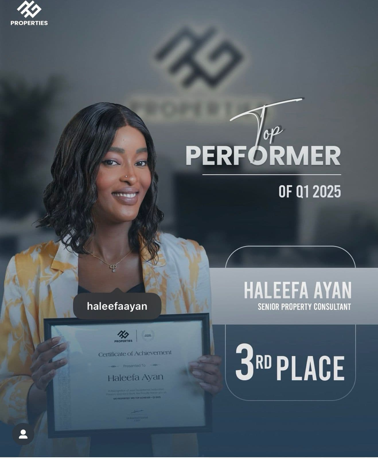 Elite Sales Achievement - Haleefa Ayan Yussuf Shatters Dubai Marina Record with Landmark Sale, Setting New Industry Benchmarks | Haleefa Ayan Yussuf Dubai real estate achievement and professional recognition
